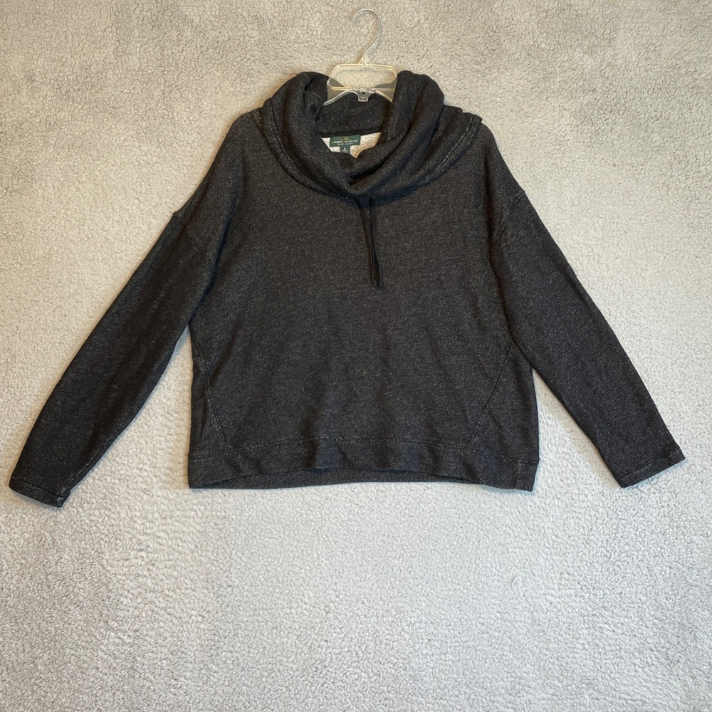 Lauren Jeans Co. Cowl Neck Pullover Sweatshirt Top Women's XL Gray Drawstring